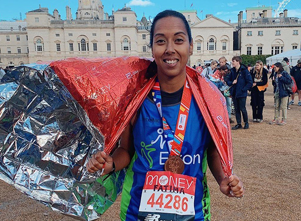 Woman who has just finished running the marathon