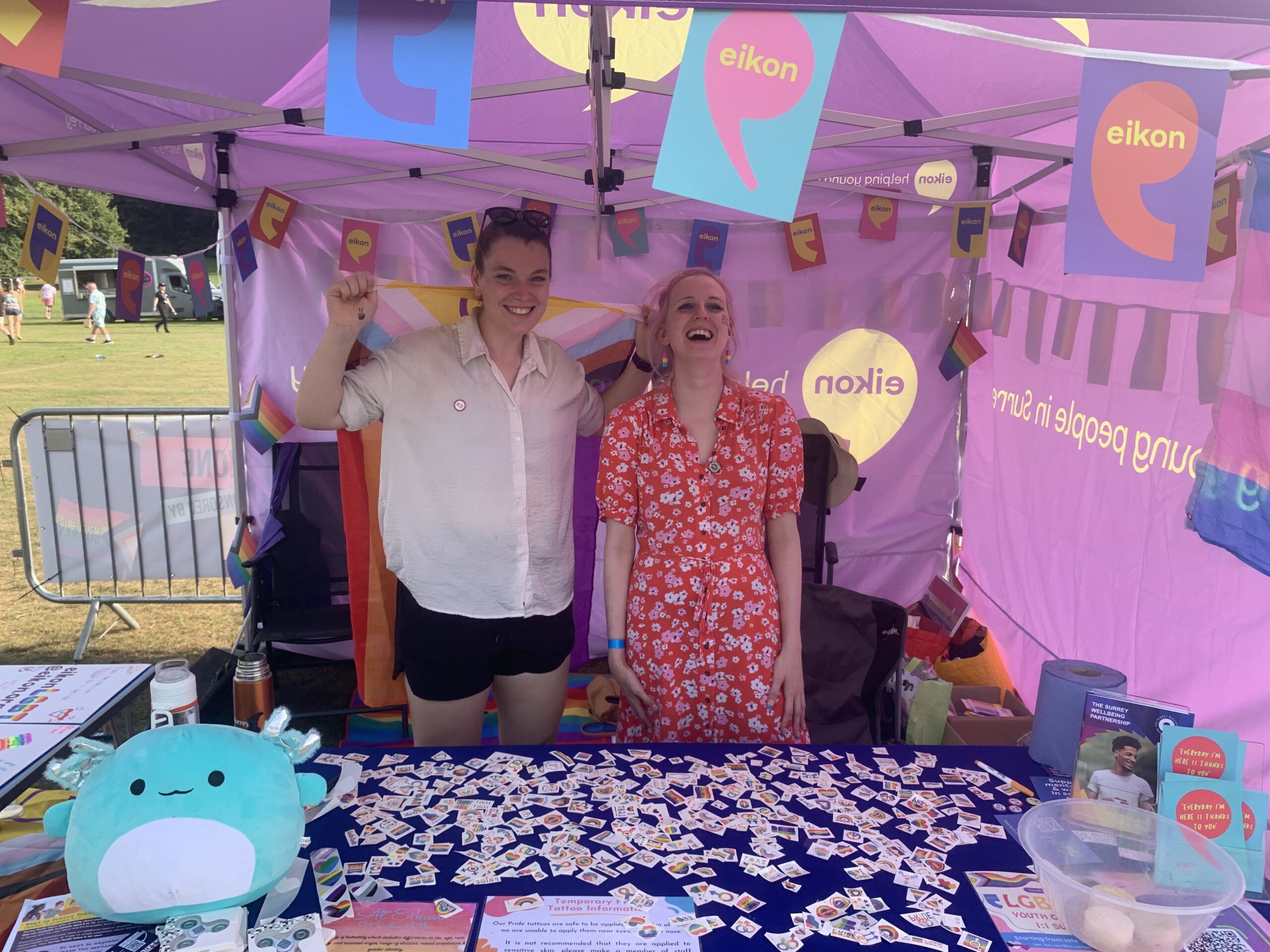 Two Eikon Youth Workers at Pride in Surrey stall