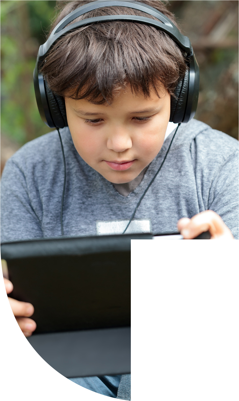 Boy wearing headphones