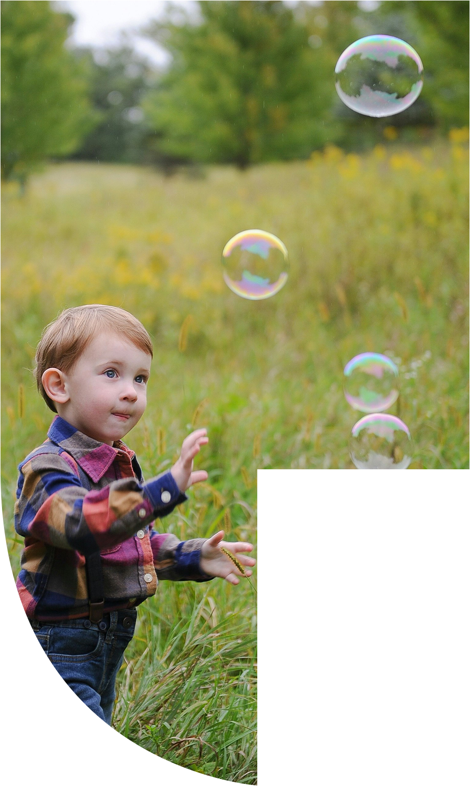 Toddler watching bubbles